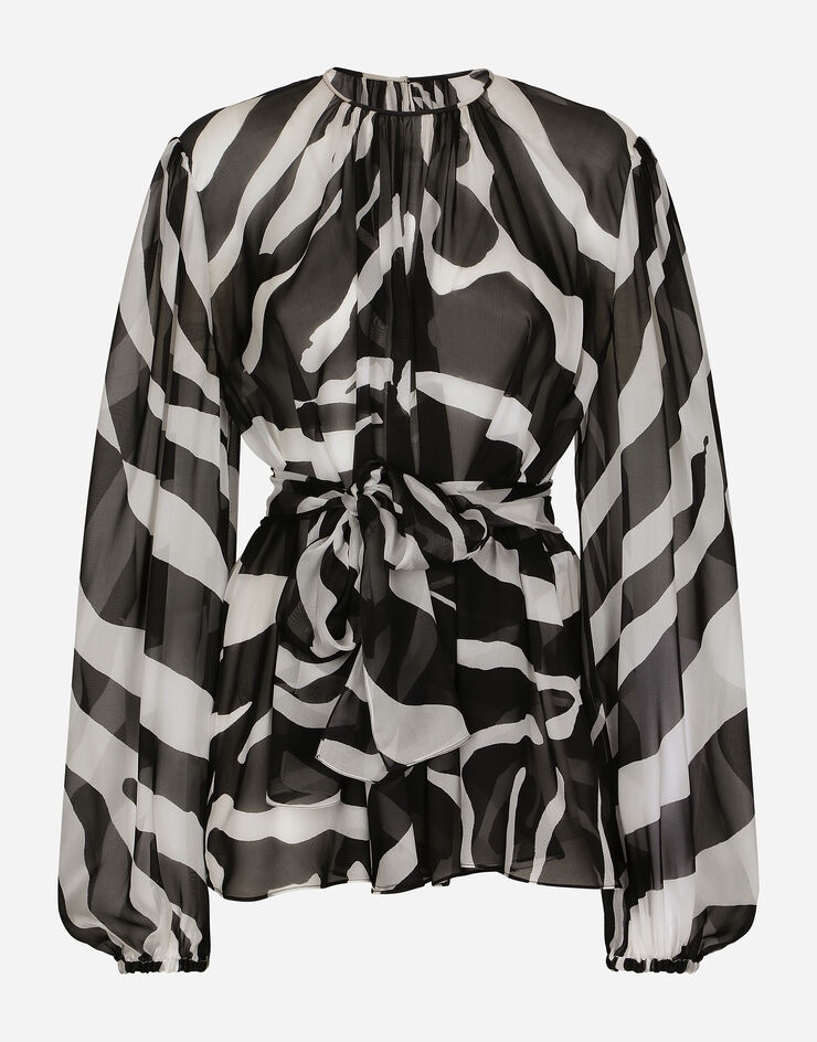 Zebra-print chiffon blouse - 1
