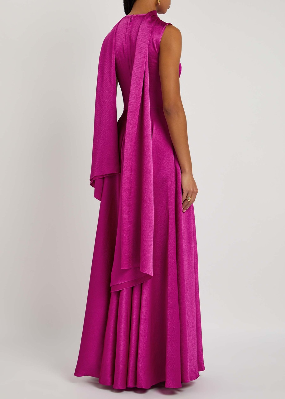 Solace London Emelia Draped Satin Maxi Dress - 3