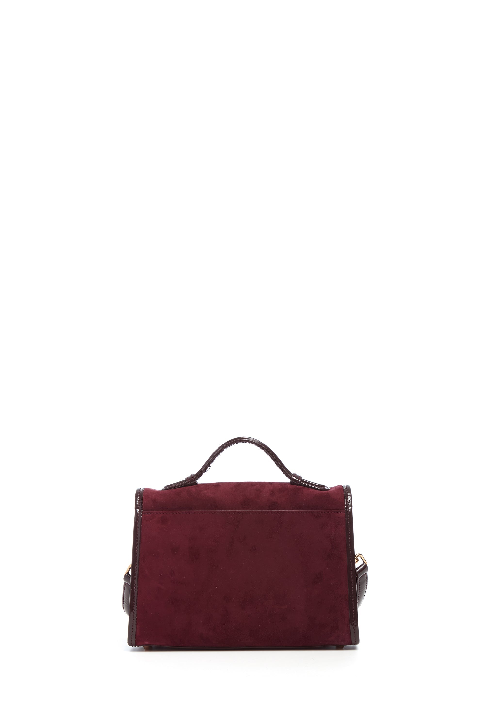 Small Leonora Flap Bag in Bordeaux Suede - 3