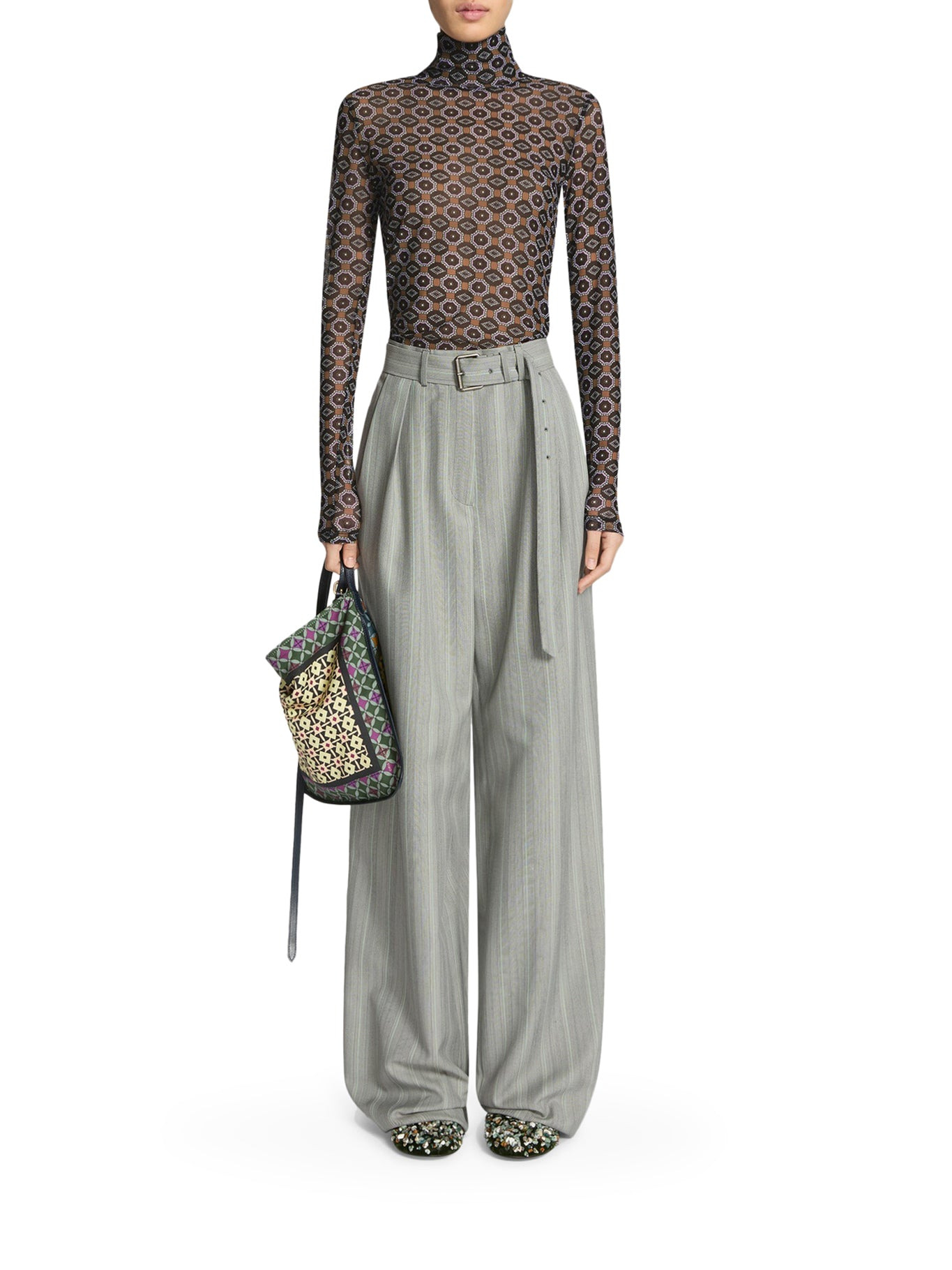 HIGH NECK T-SHIRT WITH PRINT - 1