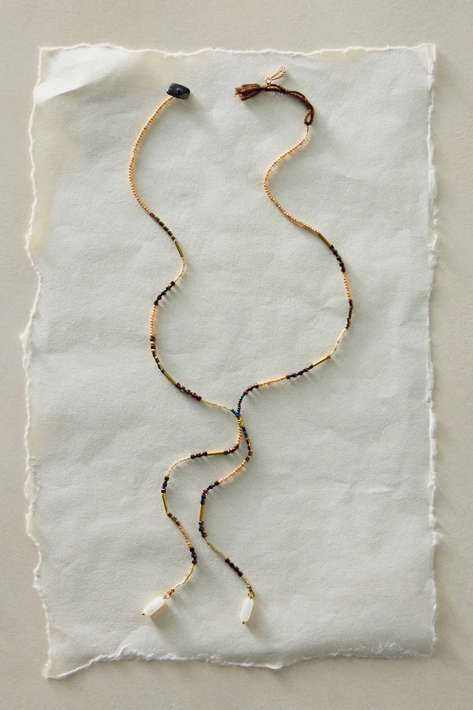Muse Semi-Precious Beaded Lariat Necklace - 1