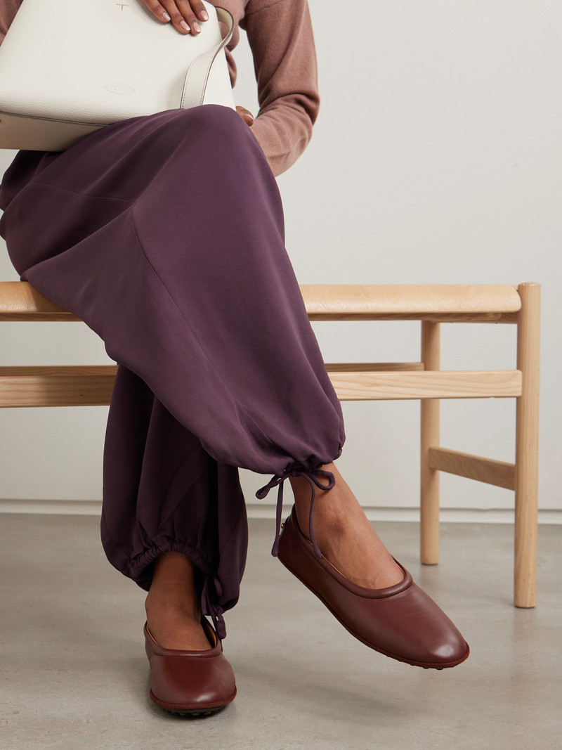 Tod's Studded Suede-trimmed Glossed-leather Ballet Flats outlook