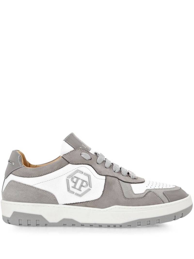 Hexagon panelled low-top sneakers 1