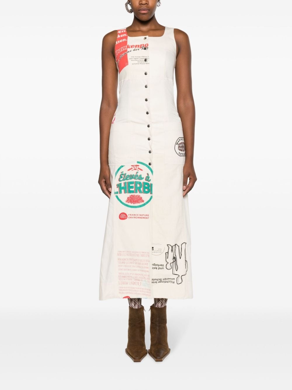 Regenerated Tote Bags Apron midi dress - 2