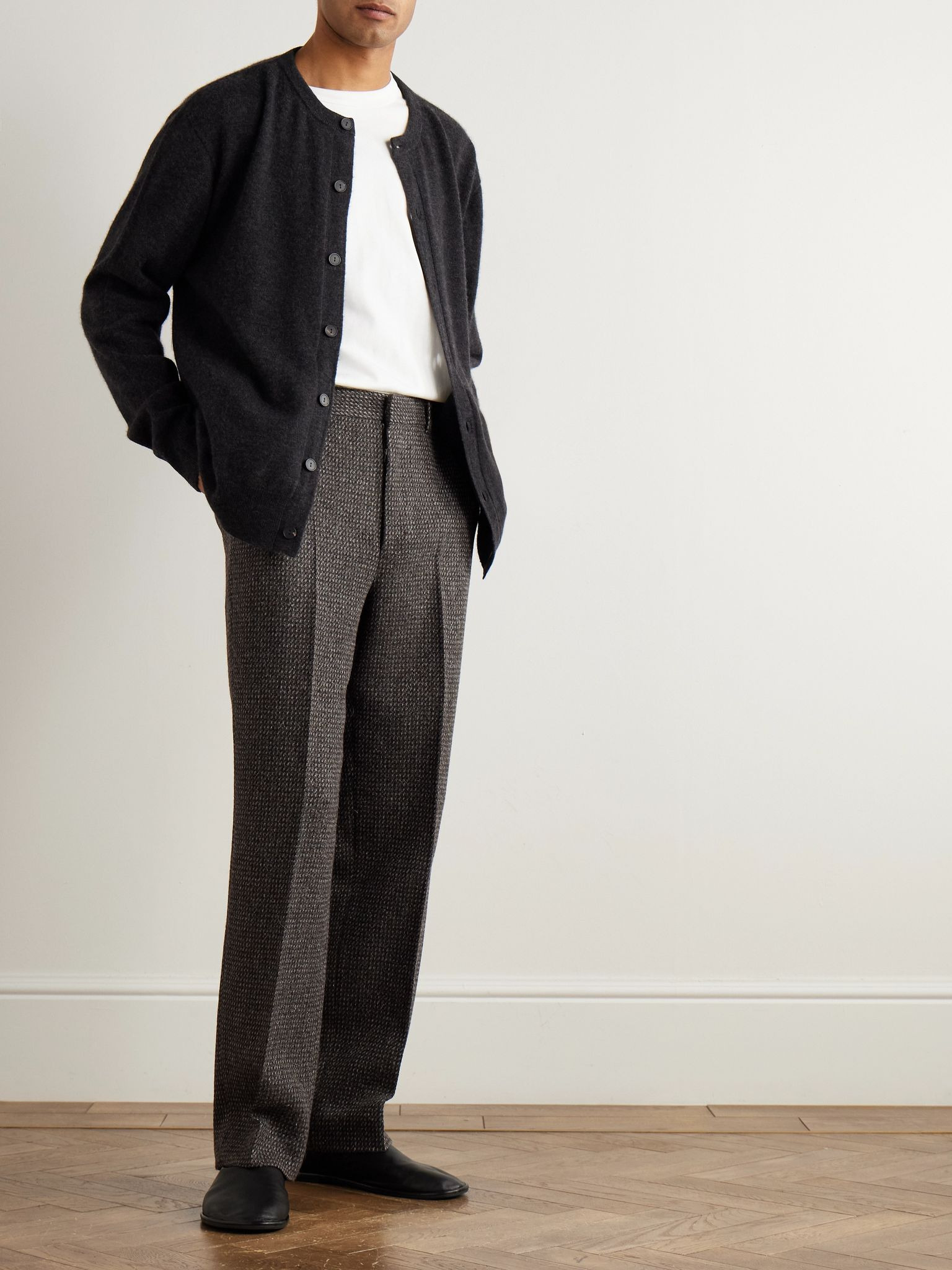 Straight-Leg Wool, Alpaca and Silk-Blend Tweed Trousers Brown - 2