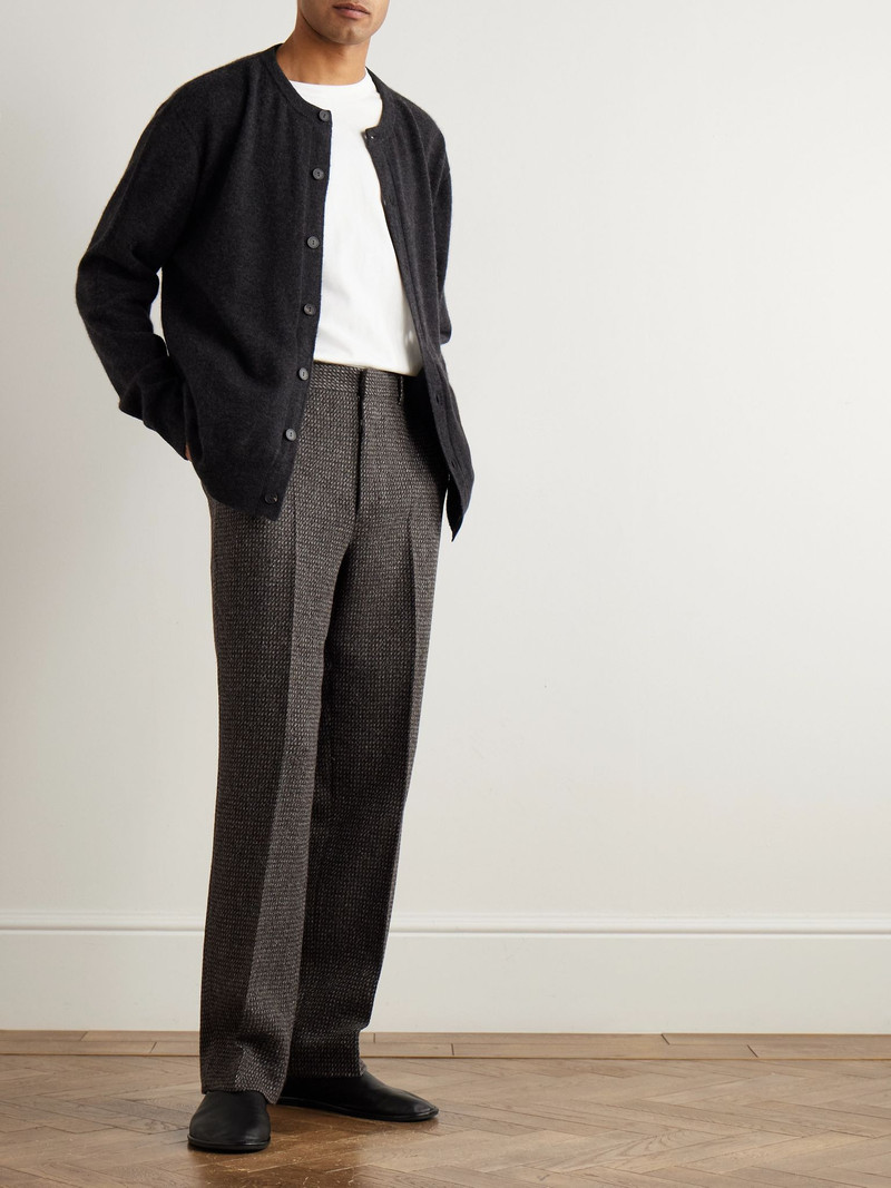 AURALEE Straight-Leg Wool, Alpaca and Silk-Blend Tweed Trousers Brown outlook