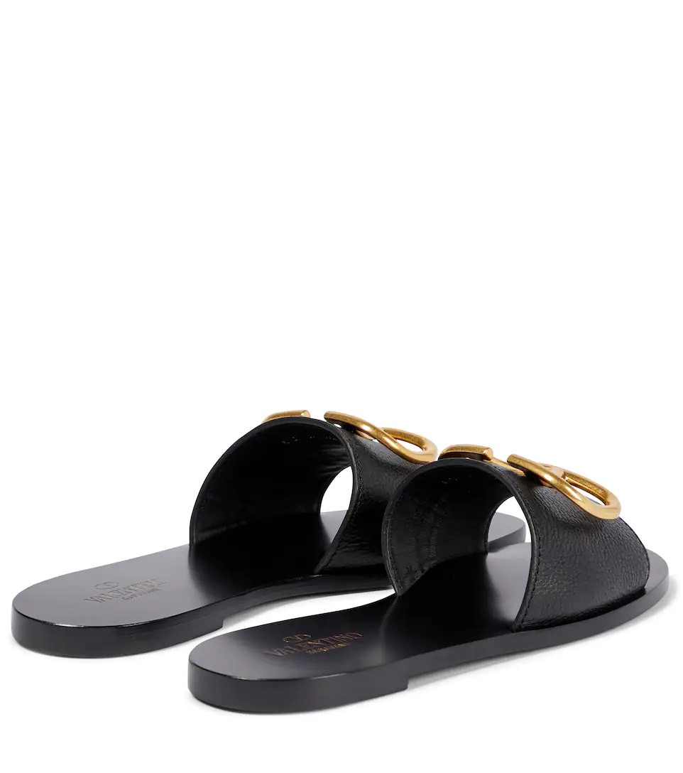 VLogo leather slides - 3