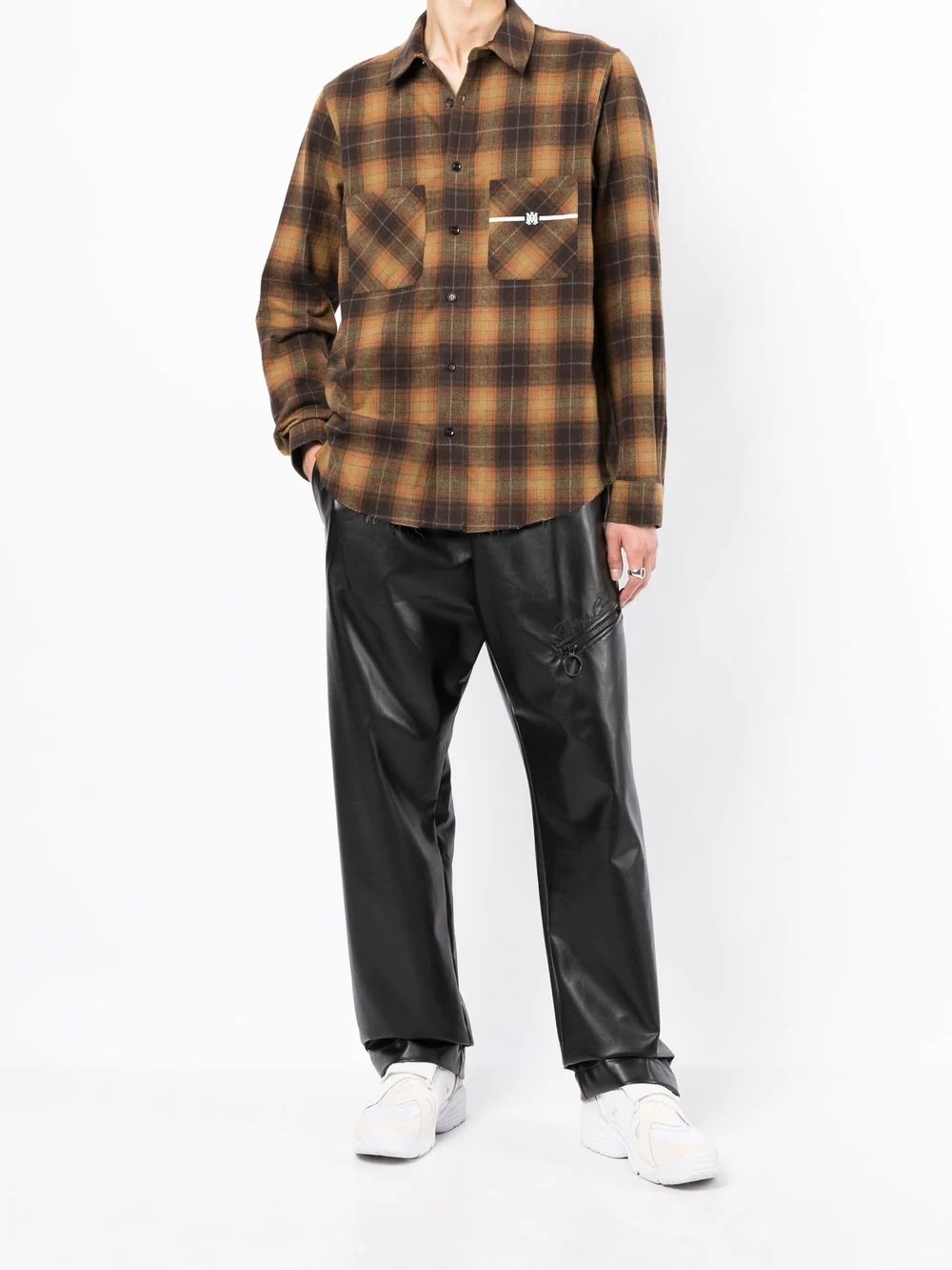 tartan-check logo-print shirt - 2