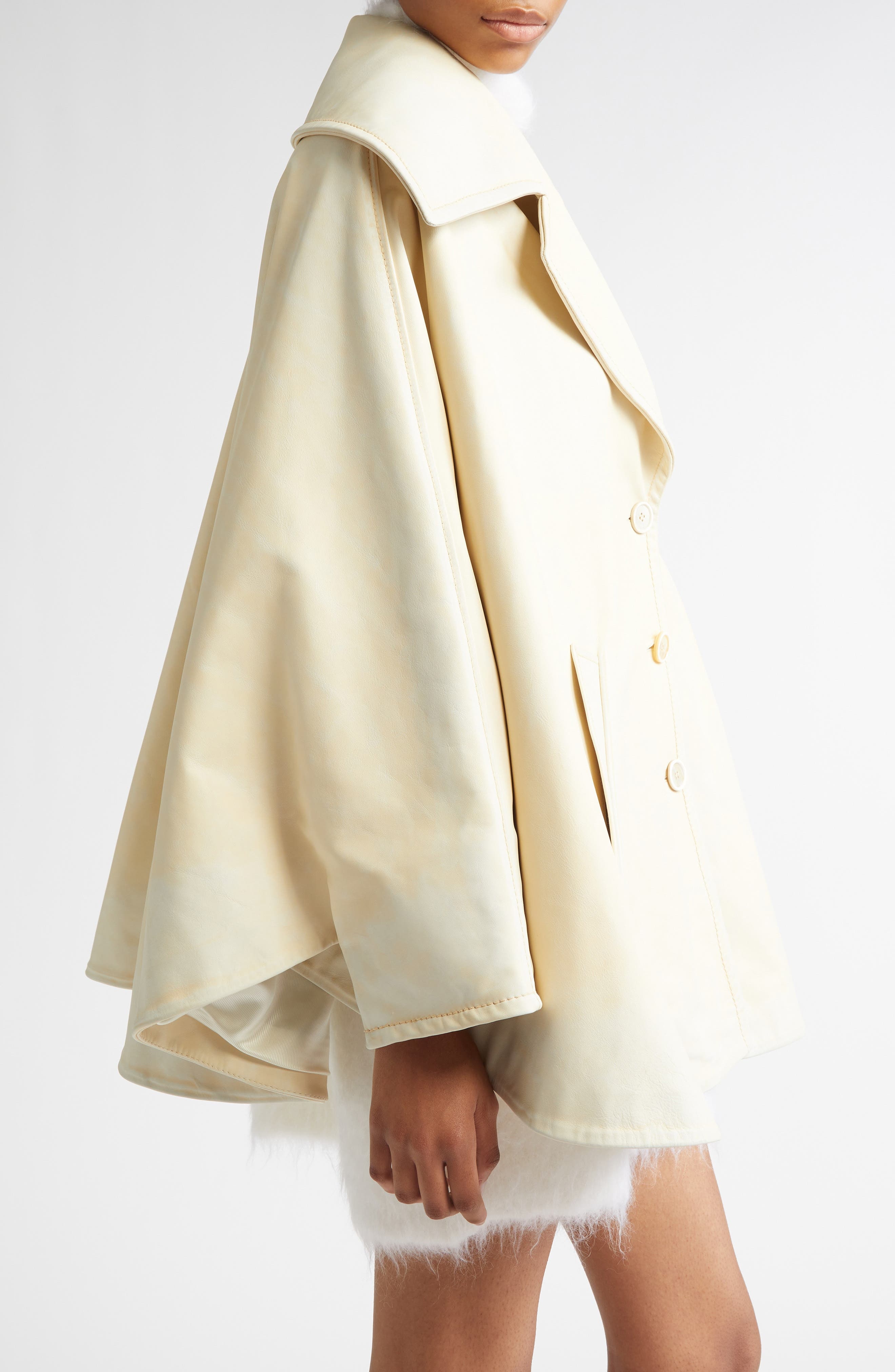 Marni Printed Calfskin Leather Cape in Light Topaz at Nordstrom - 4
