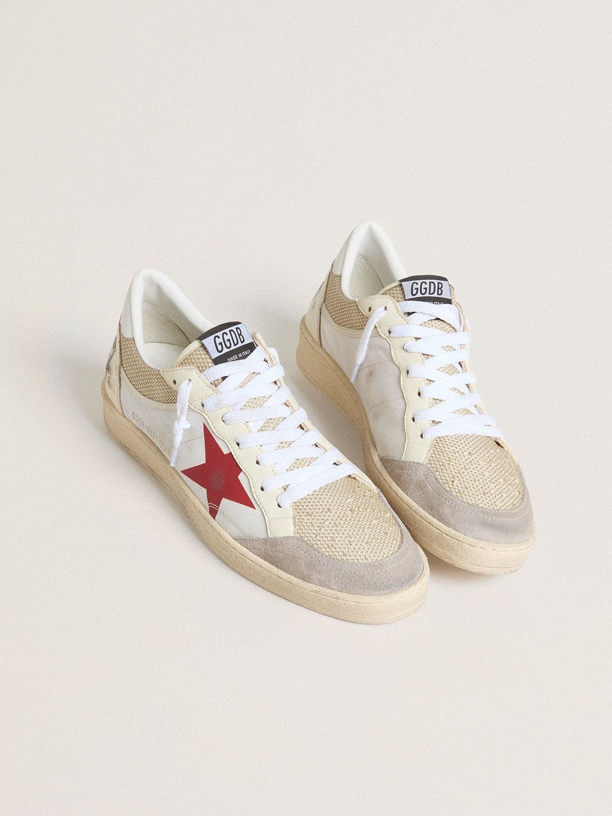 Ball Star in nylon and white mesh with red nylon star and white leather heel tab - 2