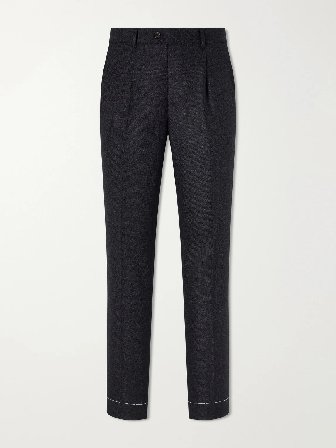 Straight-Leg Pleated Virgin Wool Suit Trousers - 1