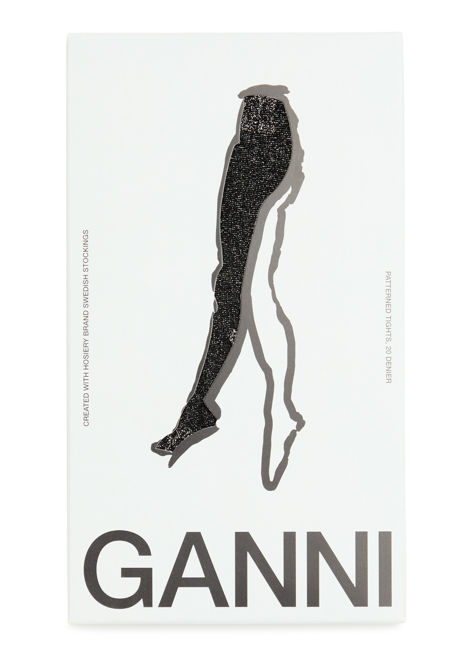 Ganni Butterfly Logo Glittered Tights - 4