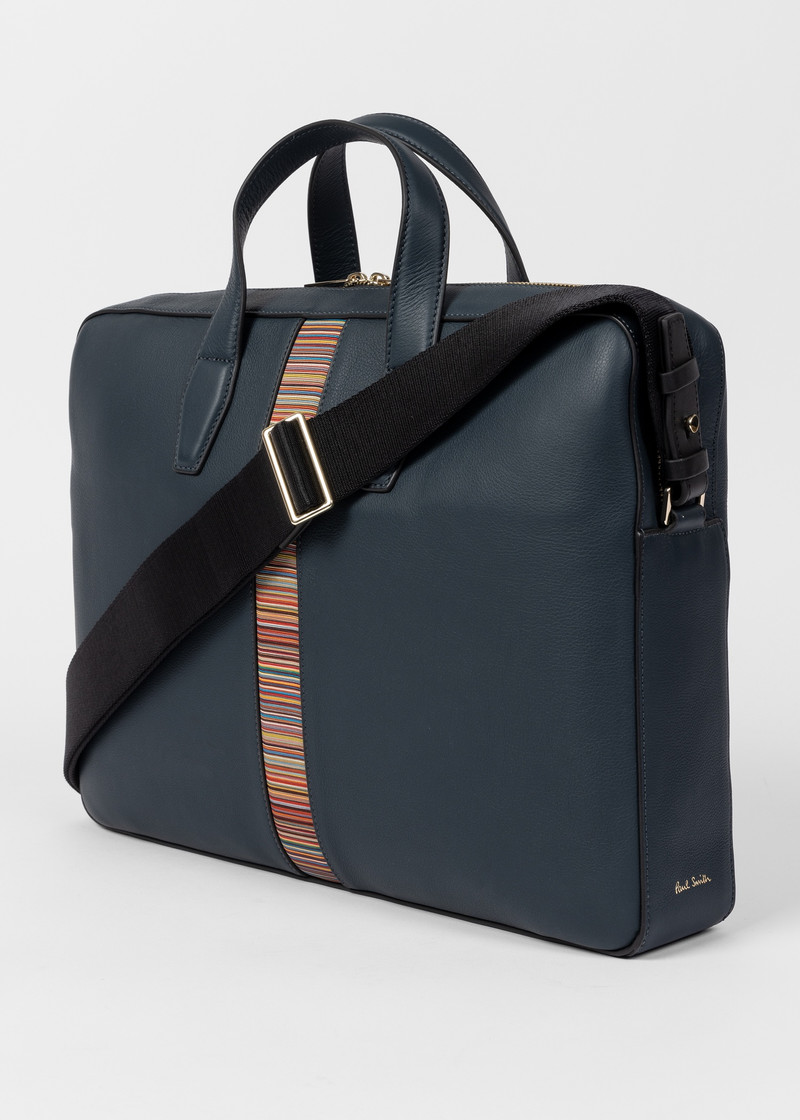 Paul Smith Dark Blue Leather 'Signature Stripe' Business Folio outlook