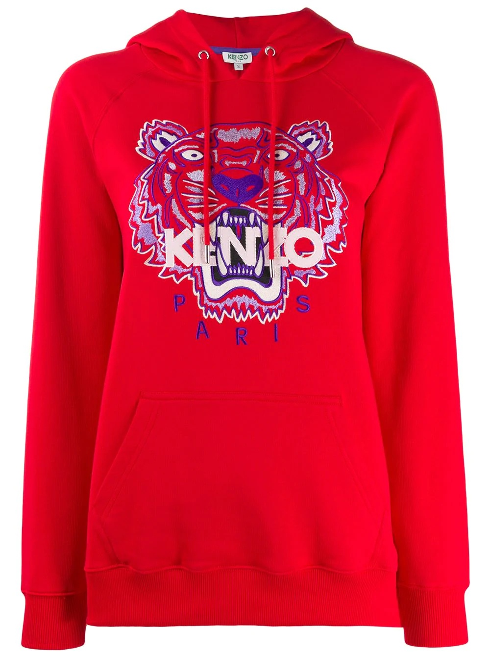 embroidered tiger logo hoodie - 1