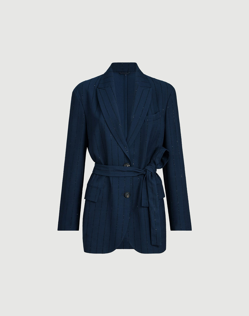 Dazzling chalk stripe blazer with monili 1