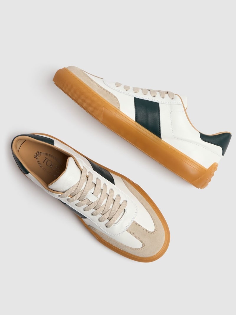 Suede & leather low top sneakers - 3