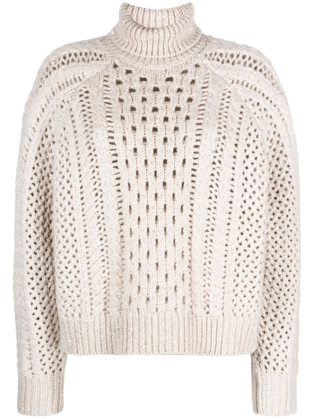 high-neck crochet-knit jumper - 1