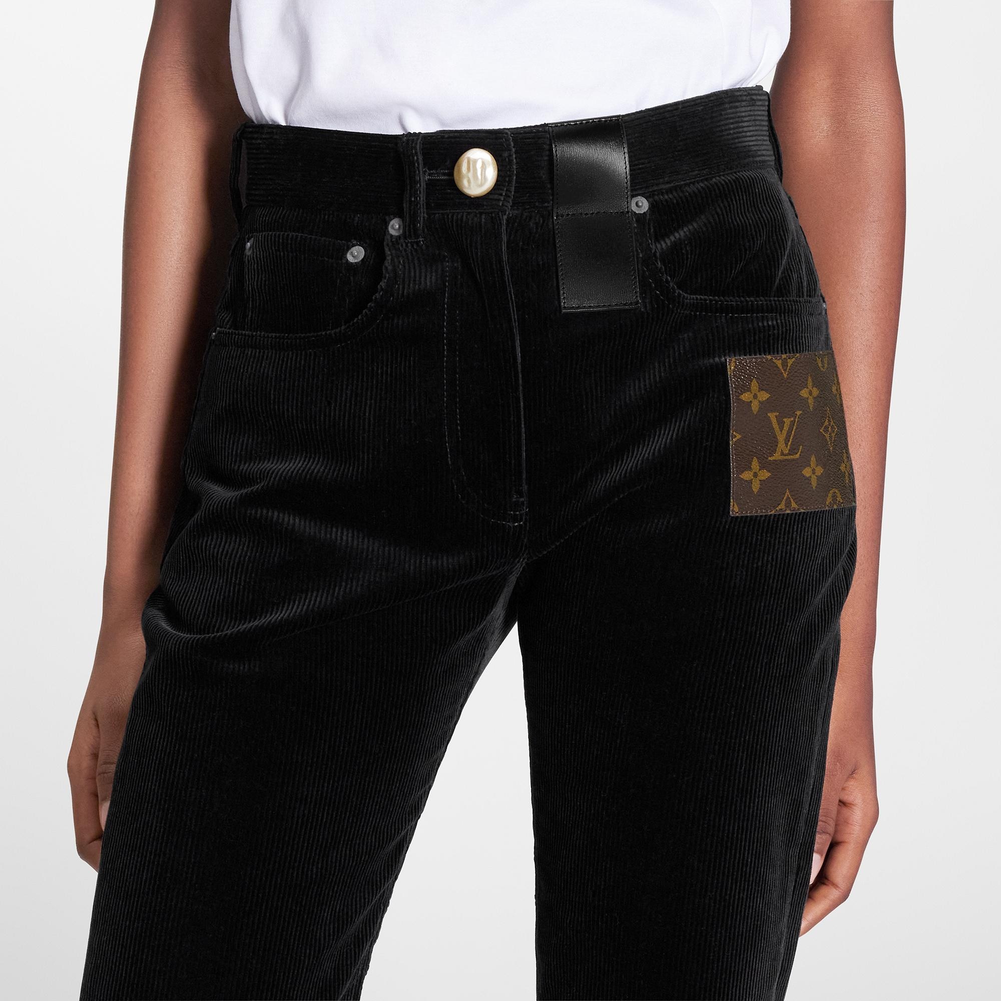 Corduroy Monogram Patch Straight-Cut Jeans - 4