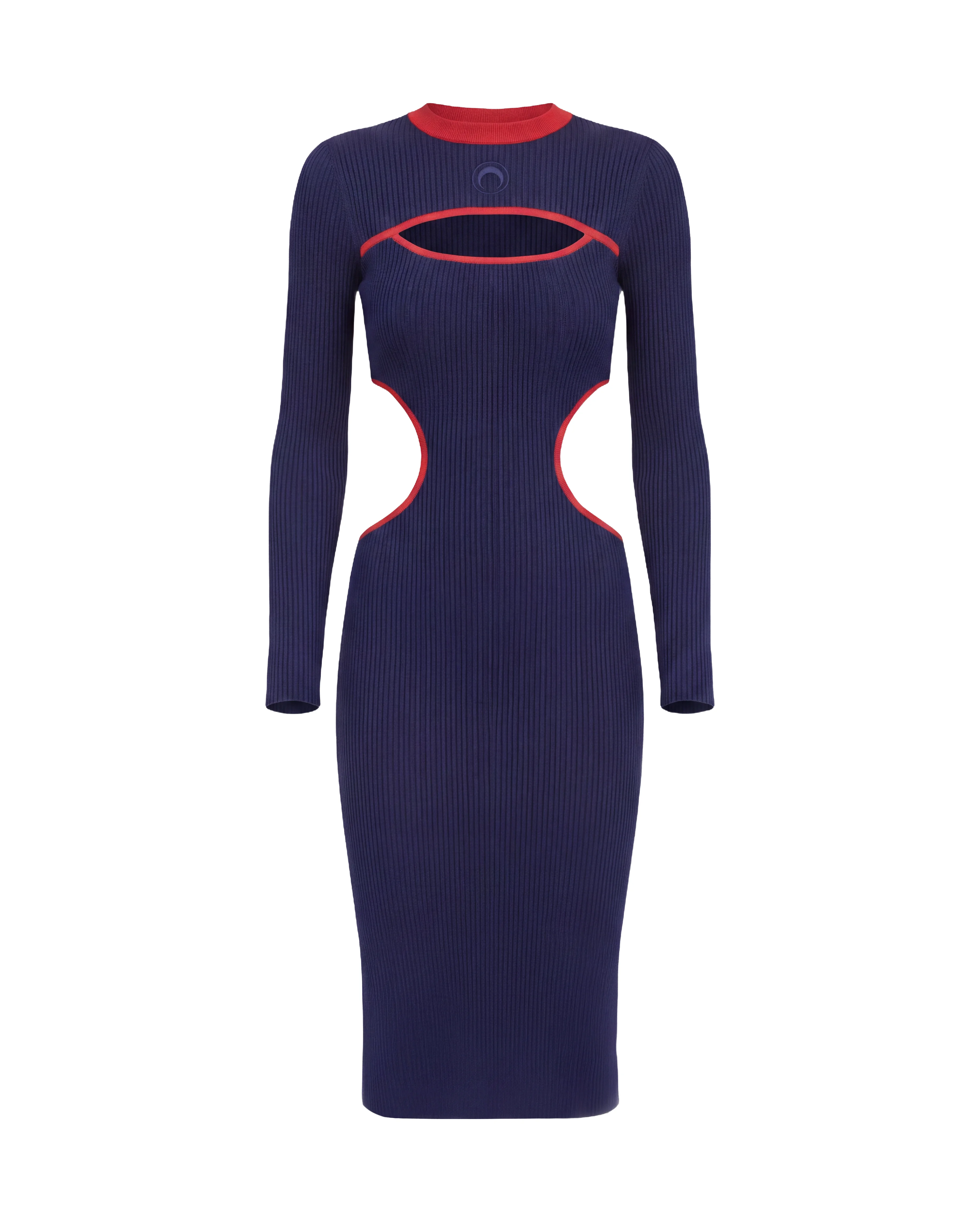 MOON LOGO BICOLOR RIBBED JERSEY CUTOUT LONG DRESS - 1