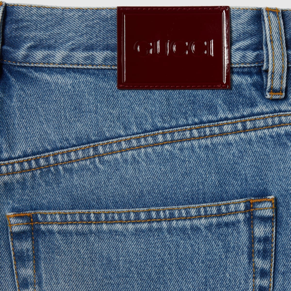 Denim pant with Gucci label - 7