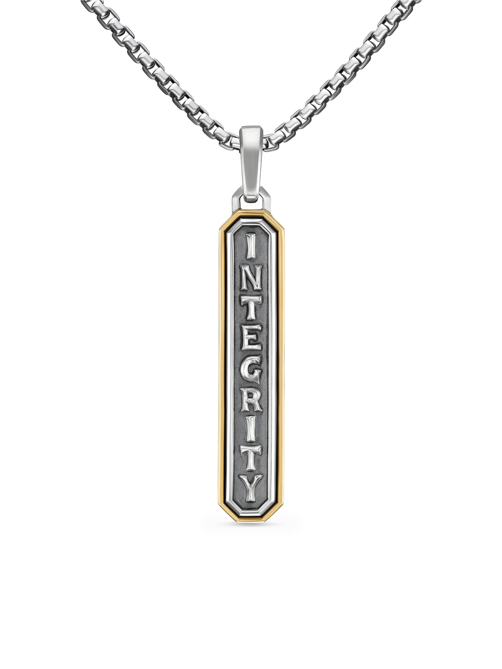 Men's Integrity Amulet in Sterling Silver with 14K Yellow Gold, 43MM - Silver - 1