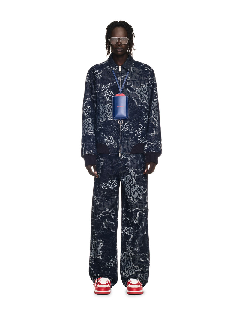 Off-White Blue Camo Jacquard Denim Bomber Jacket outlook