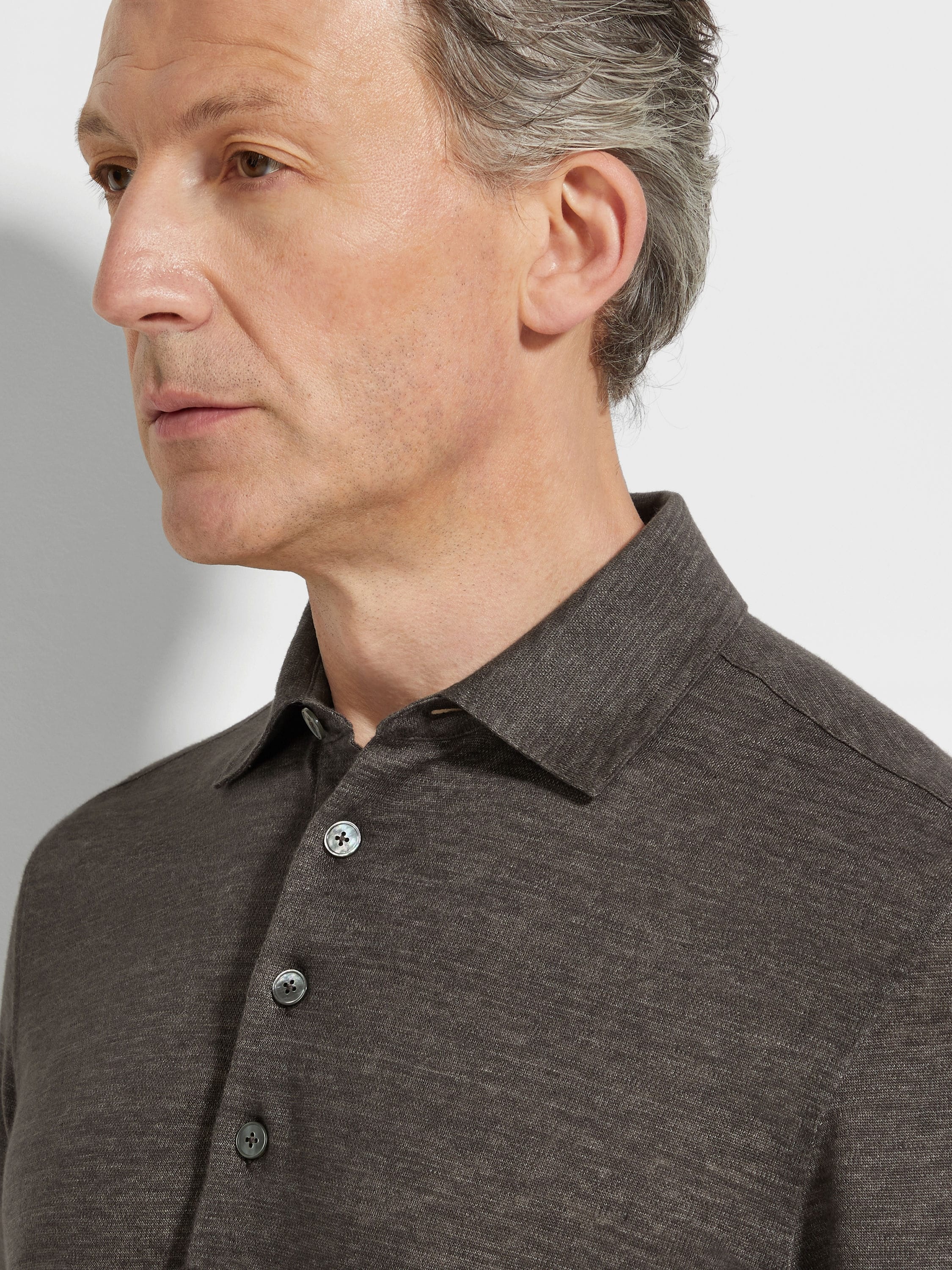 DARK TAUPE OASI LINO POLO SHIRT - 2