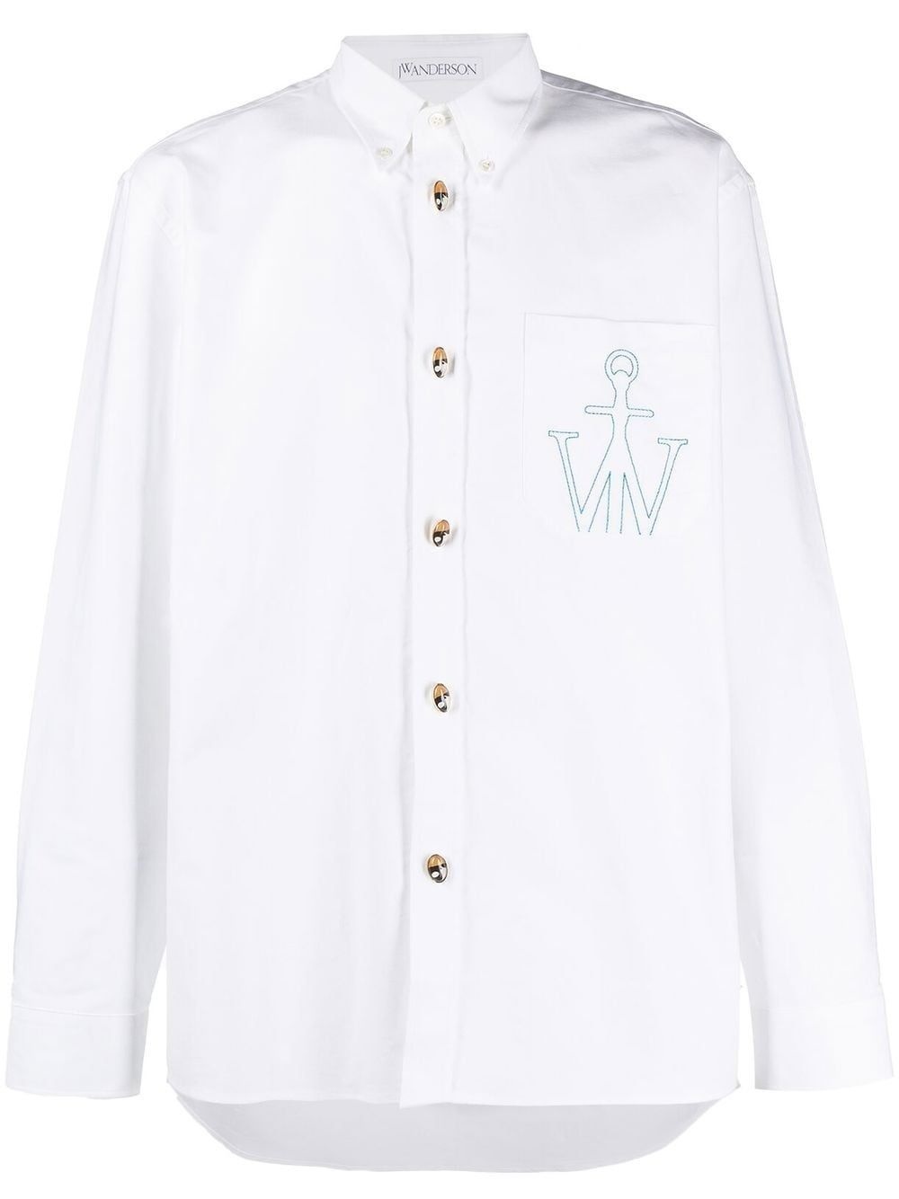 logo-embroidered cotton shirt - 1