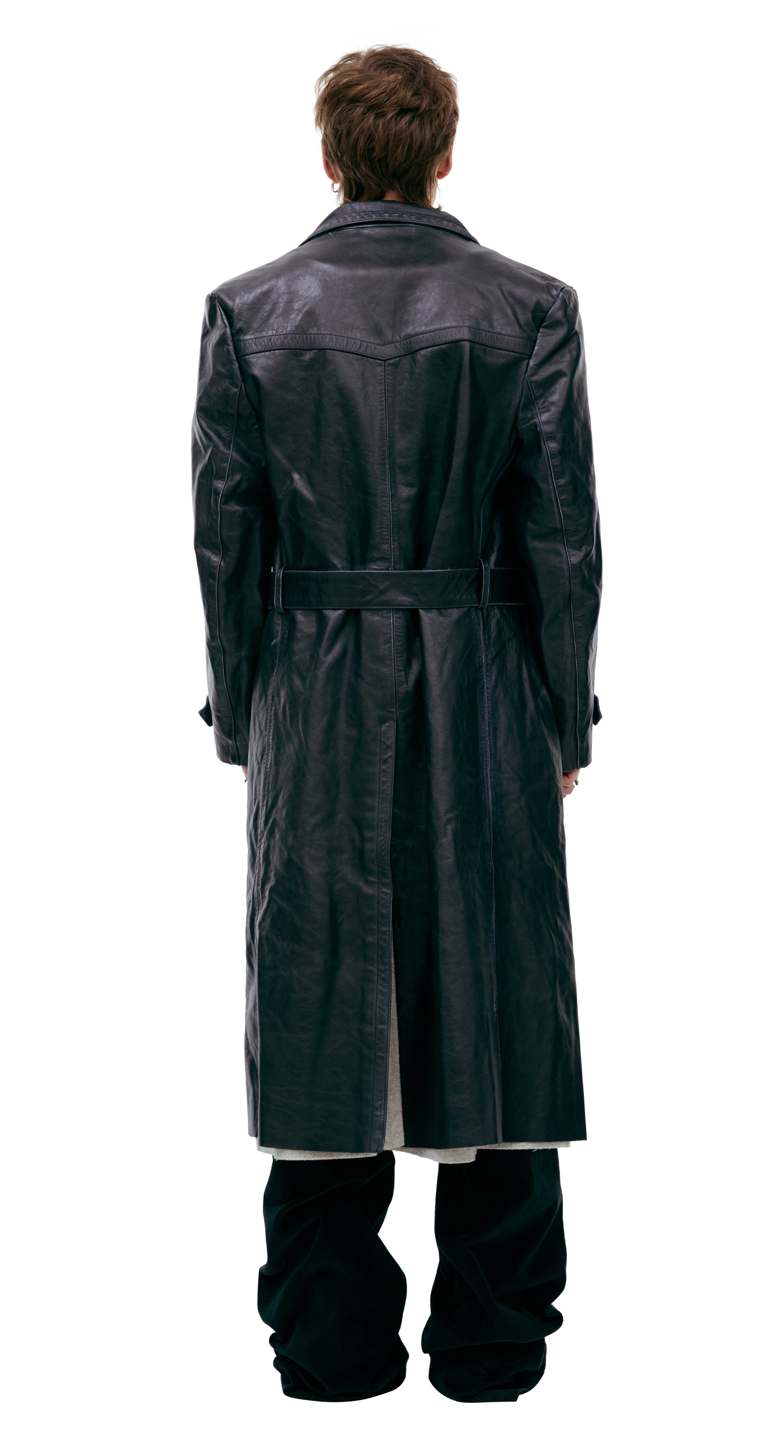 LEATHER TRENCH COAT WITH BELT - 4