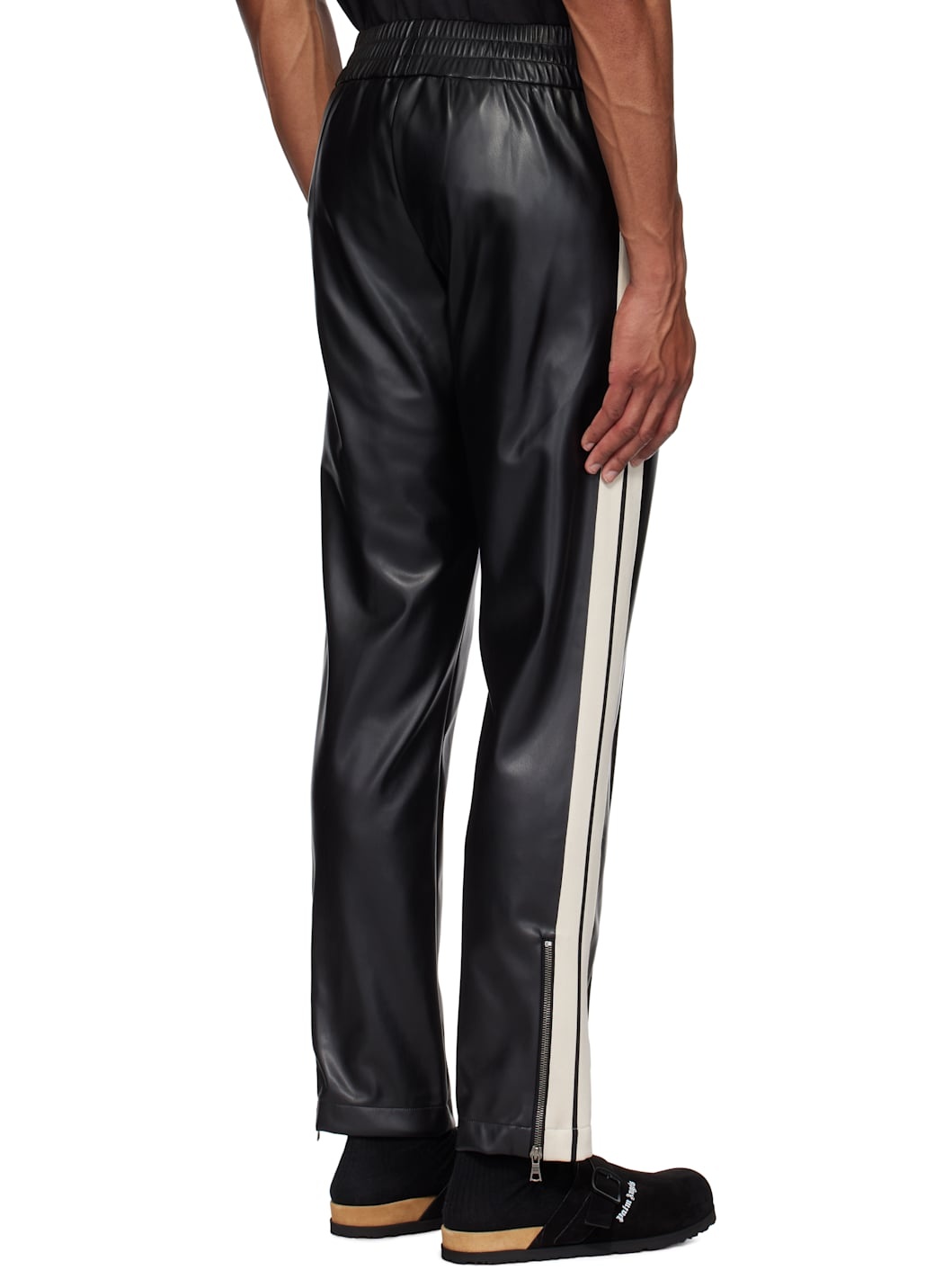 Black Leather Effect Faux-Leather Track Pants - 3