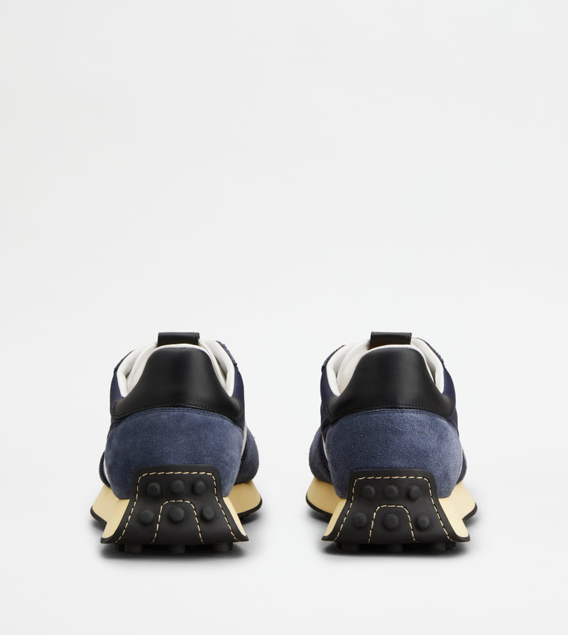 Tod's T VINTAGE SNEAKERS IN SUEDE AND TECHNICAL FABRIC - BLUE, WHITE, BLACK outlook