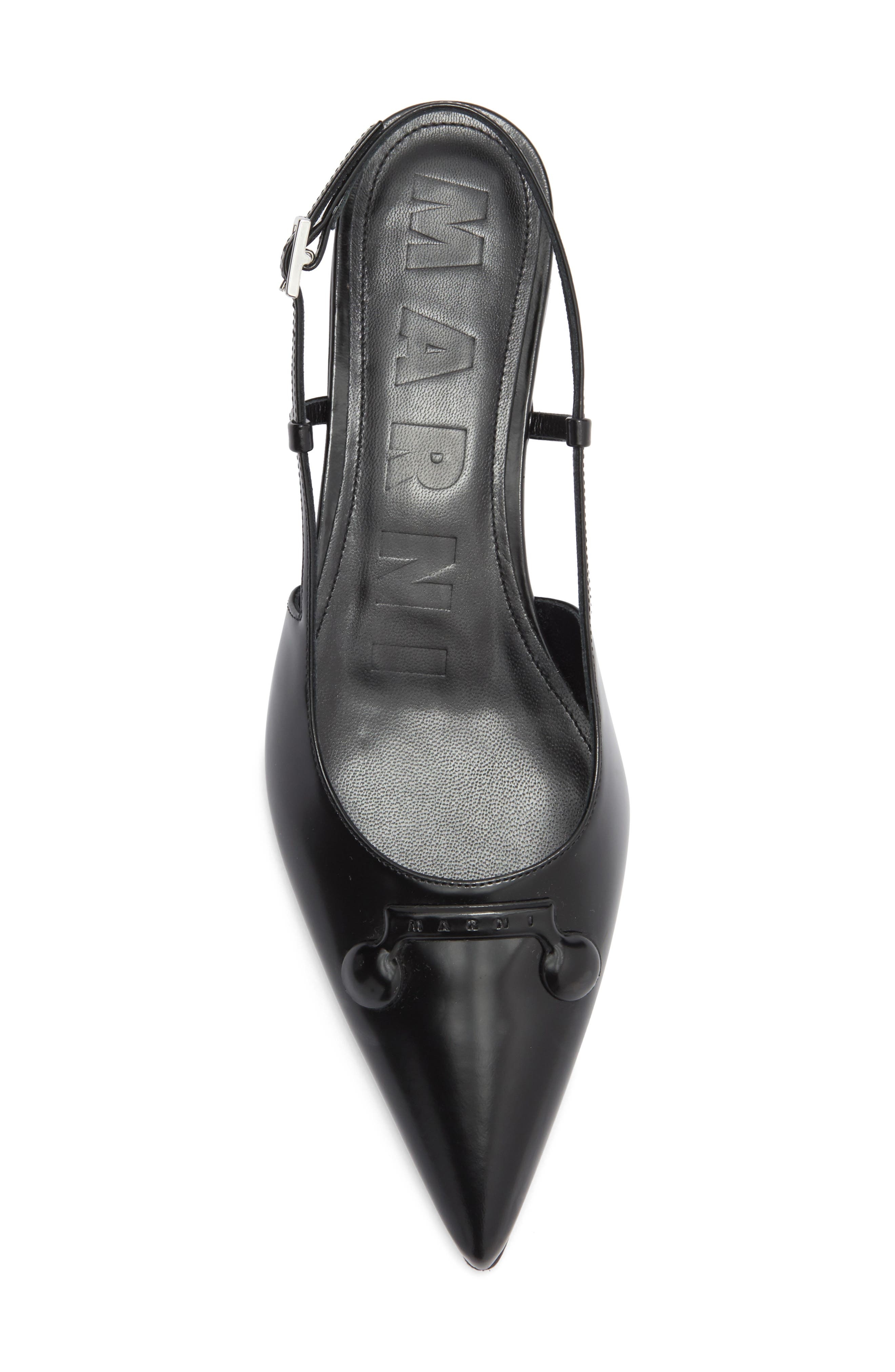 Marni Trunkaroo Pointed Toe Slingback Flat in Black at Nordstrom - 5