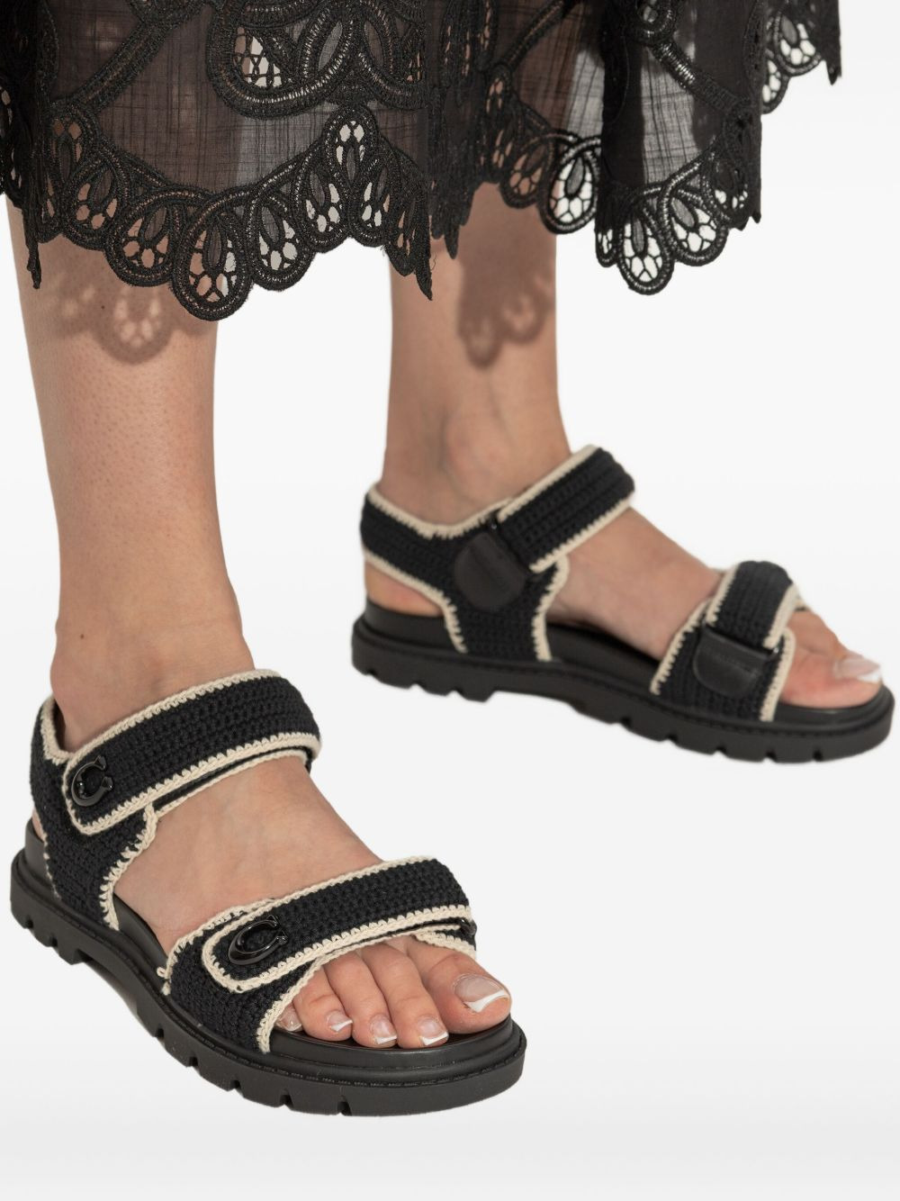 Brynn crochet double-strap sandals - 6