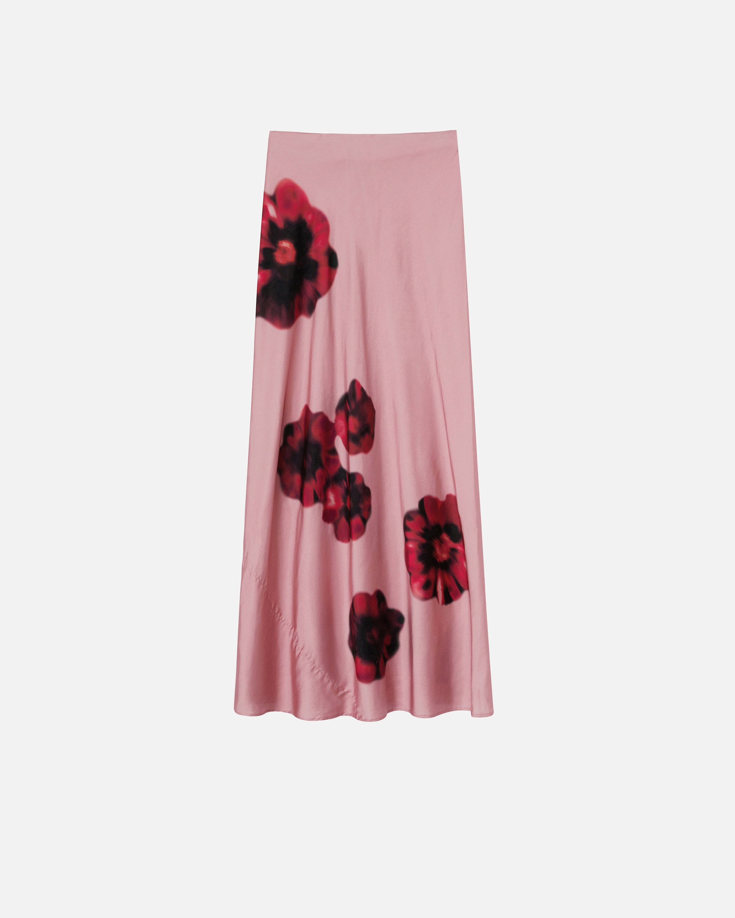 LONG SATIN SKIRT WITH FLORAL PRINT - 1