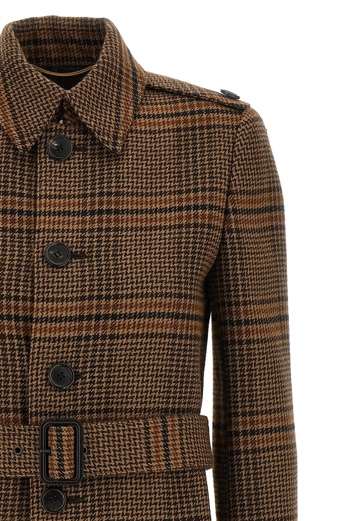 Saint Laurent Women Prince Of Wales Wool Coat - 3