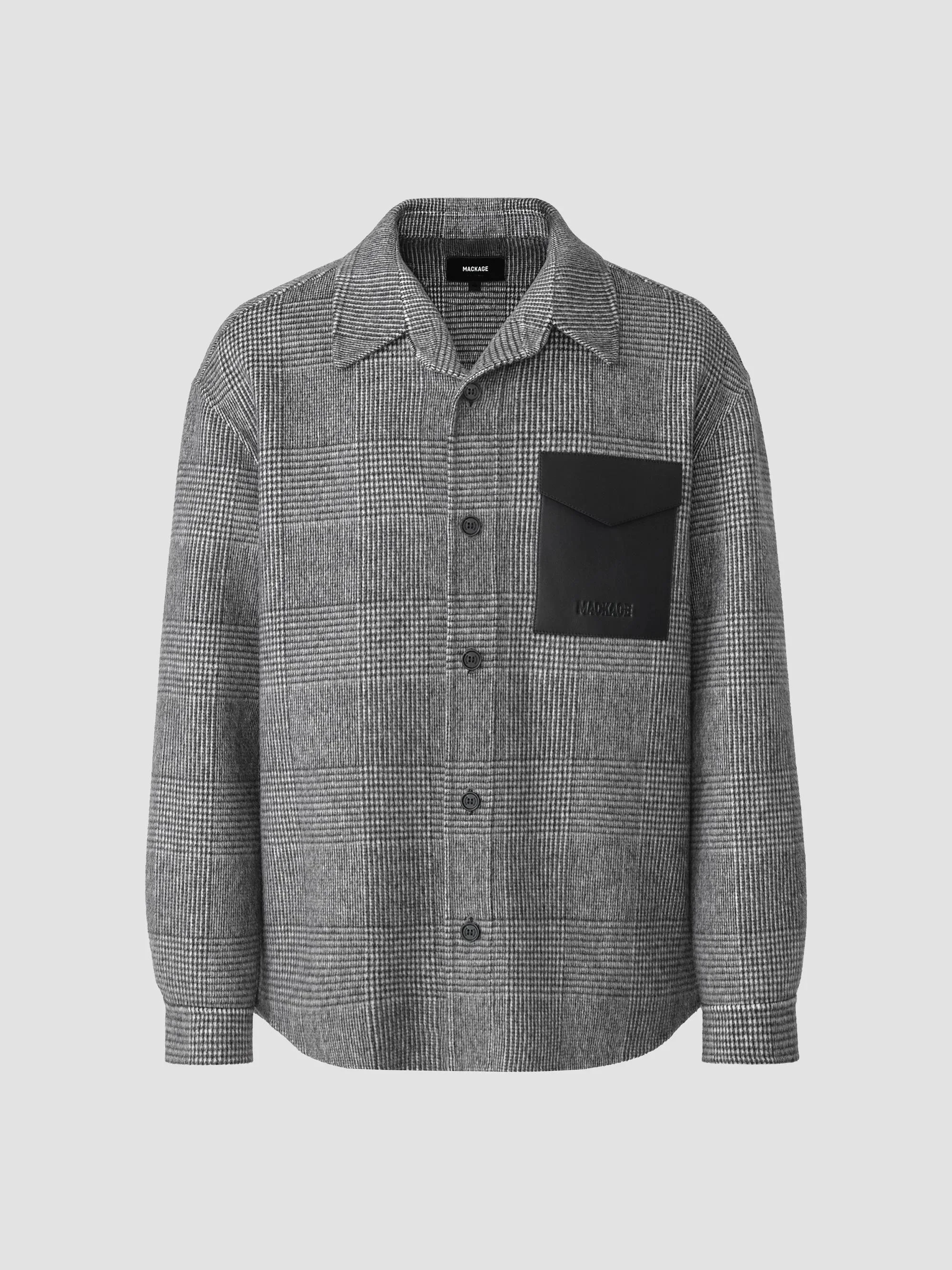 Men's Emmanuel Glen Check Double-Face Wool Shirt Jacket - Black Cream - 1