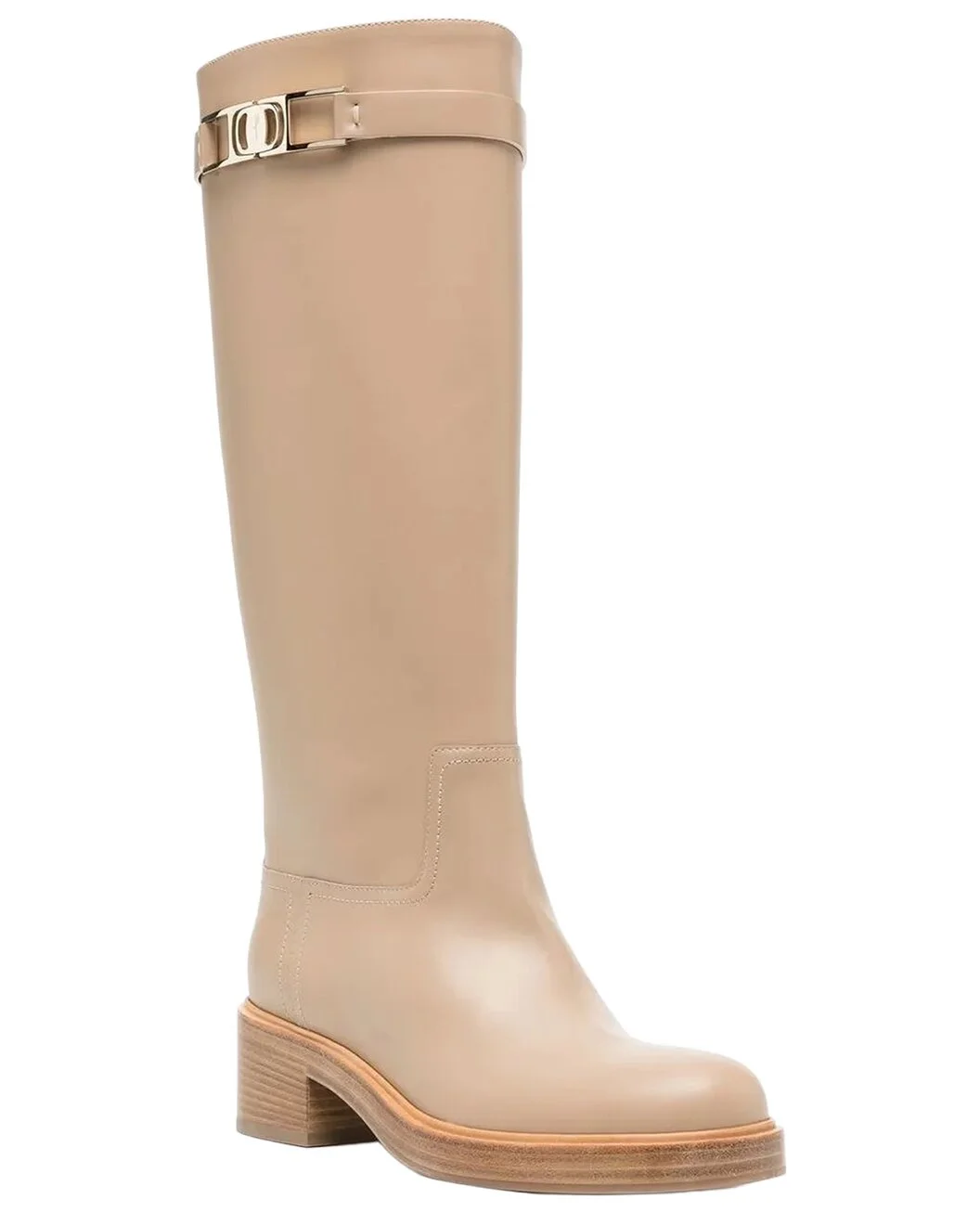 Ferragamo Gancini Ornament Leather Boot - 1