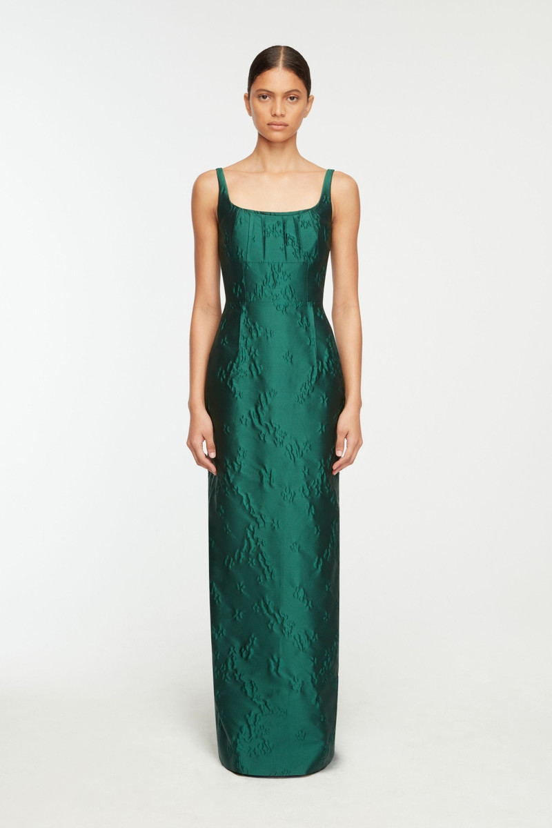 EMILIA WICKSTEAD Sharon Dress In Emerald Green Ditsy Floral Jacquard outlook