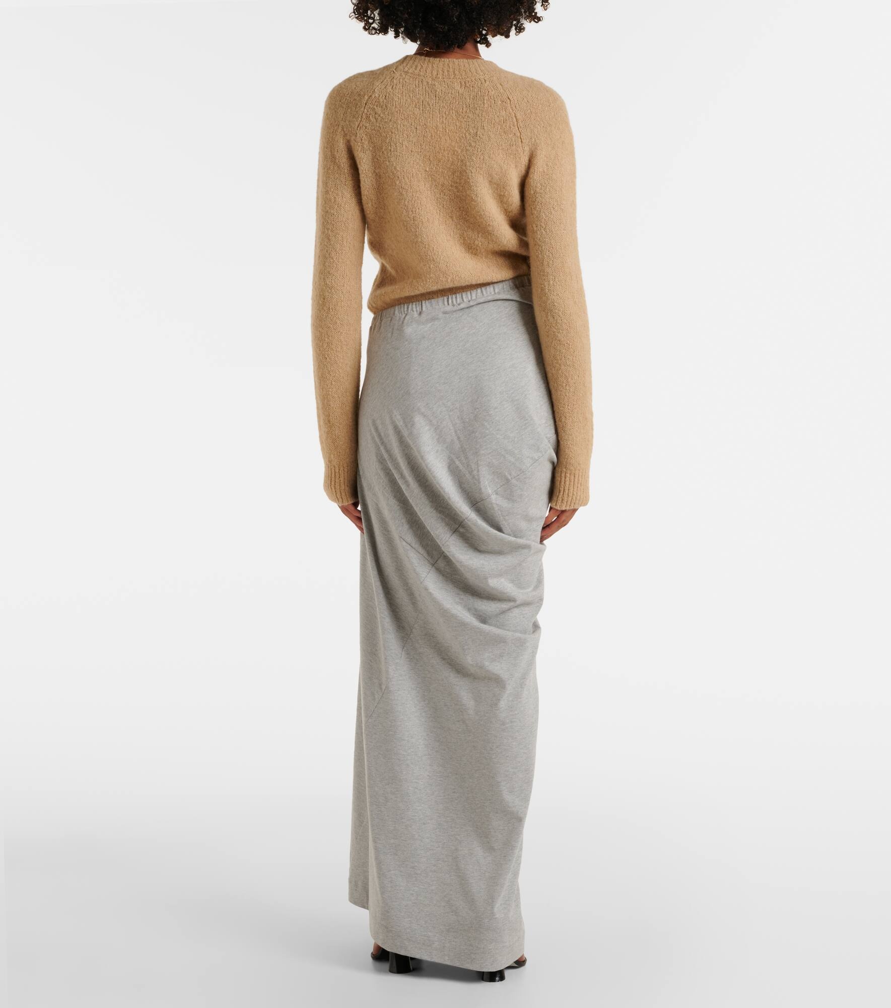 Draped cotton jersey maxi skirt - 3