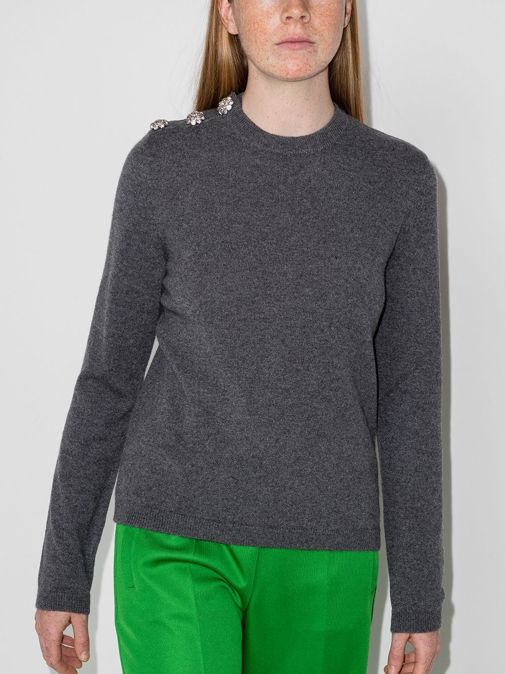 crystal button long sleeve jumper - 2