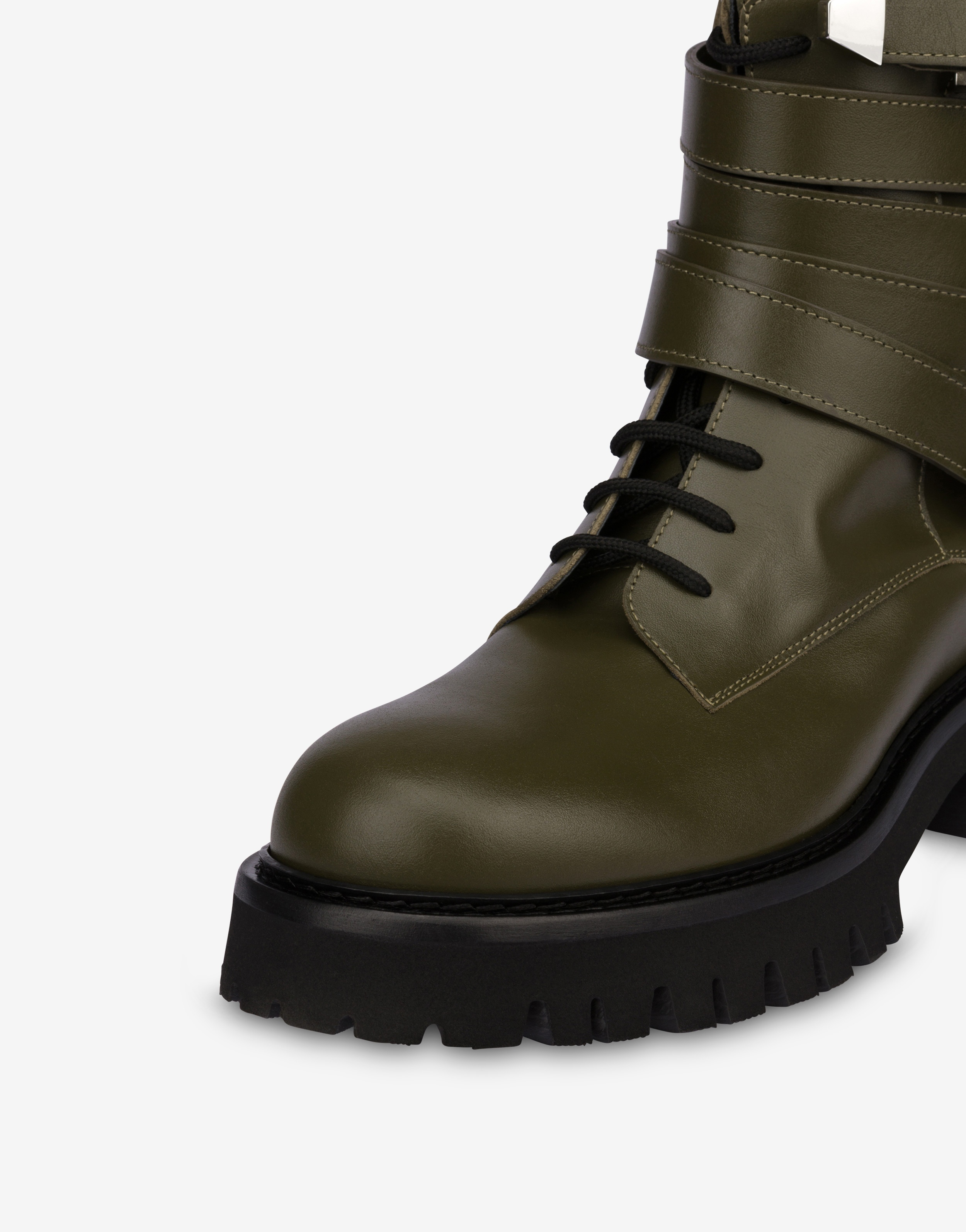 MULTI-BUCKLE CALFSKIN COMBAT BOOTS - 4
