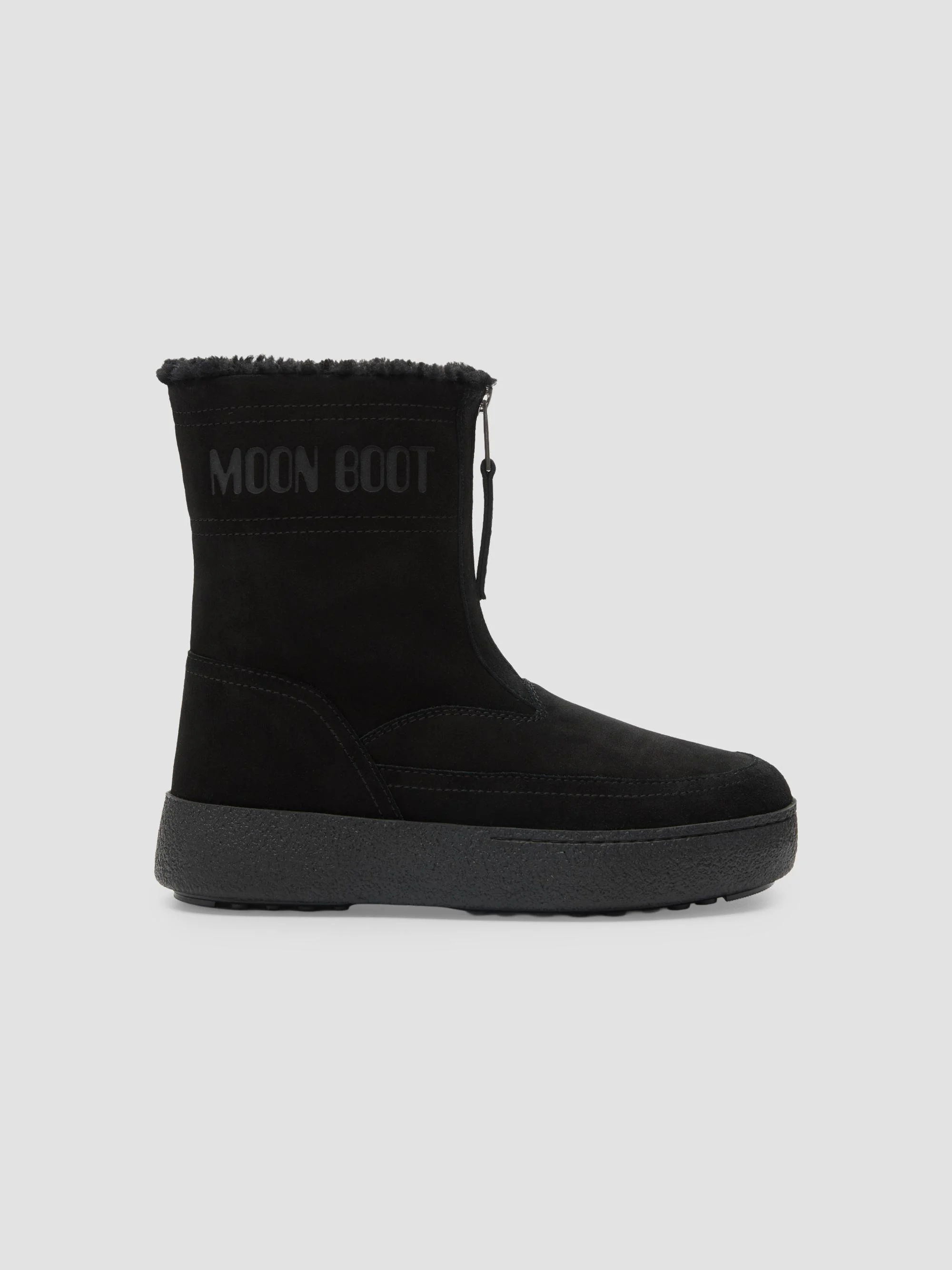 Women's L-Track Lara Shearling-Trim Suede Boots - Black - 1