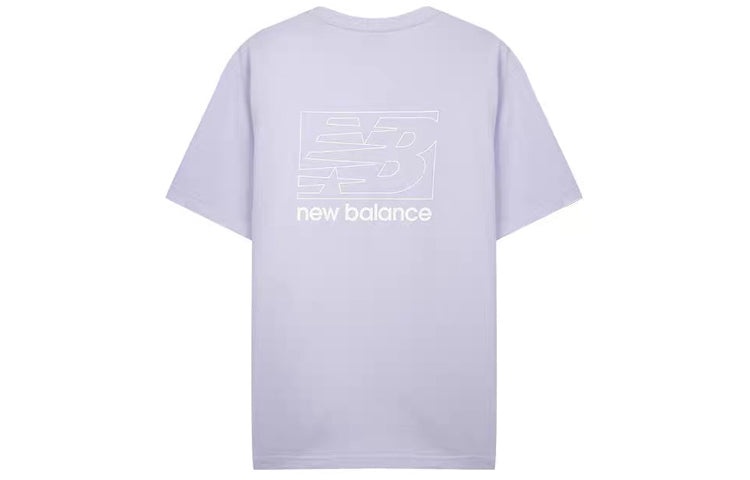 New Balance Minimalistic Loose Solid Color Short Sleeve Couple Style Purple NEA2E051-DV - 2