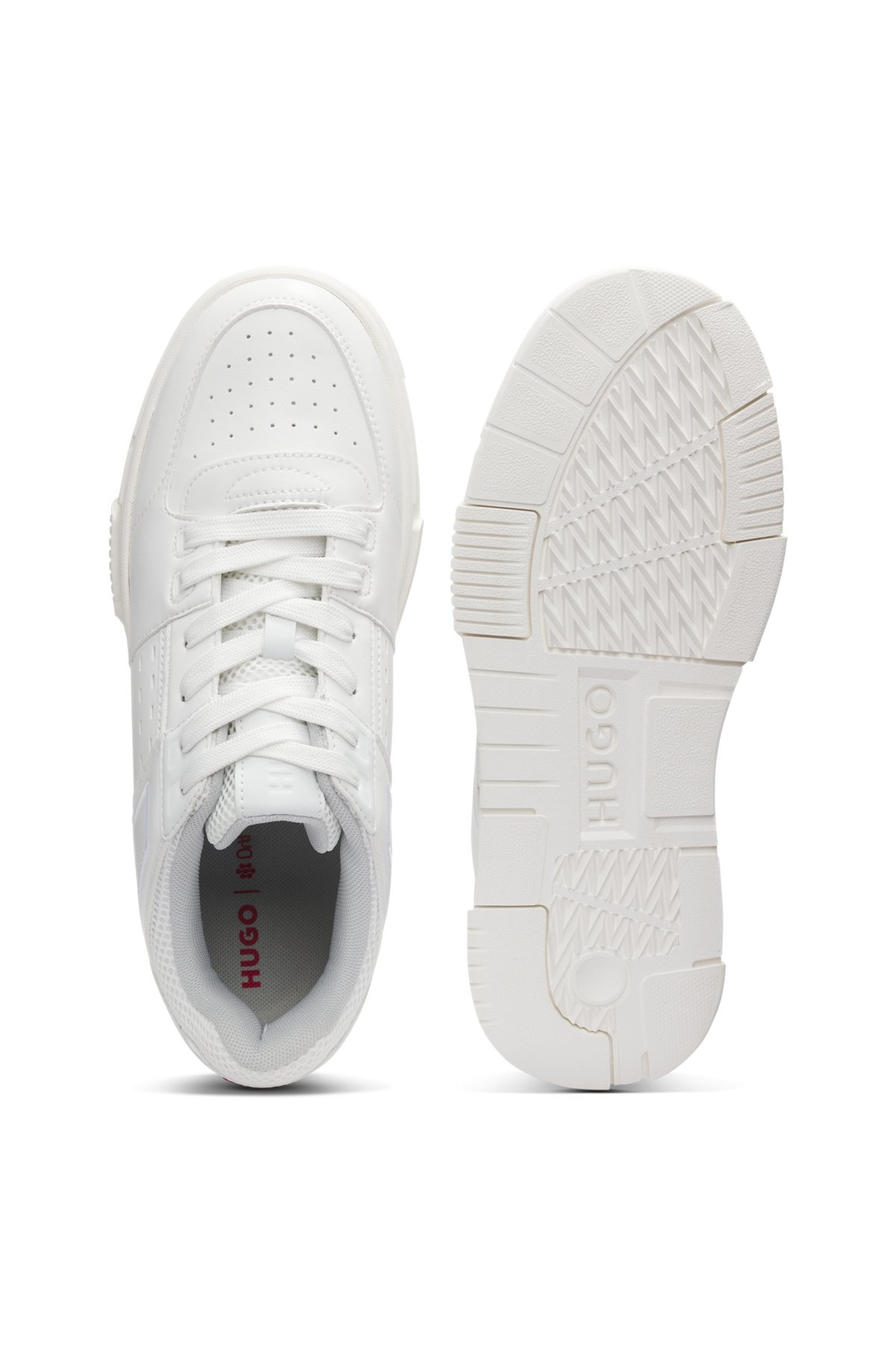 FAUX-LEATHER TRAINERS WITH MESH TRIMS - 3