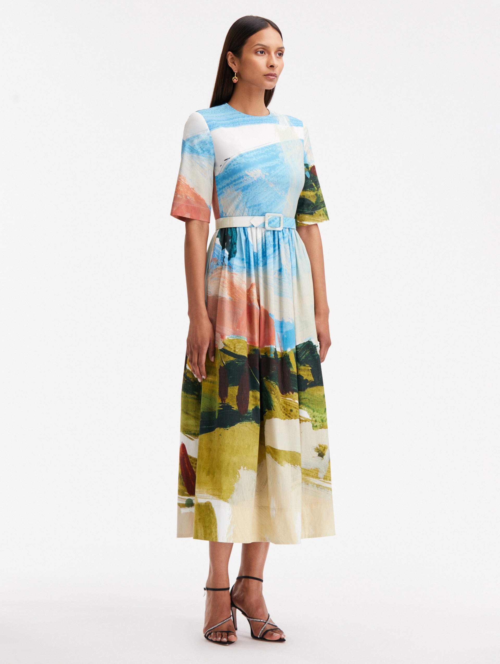 ABSTRACT LANDSCAPE COTTON POPLIN DRESS - 4