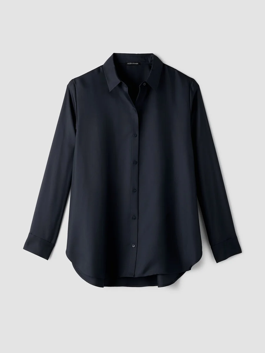 Silk Twill Classic Collar Shirt - 1