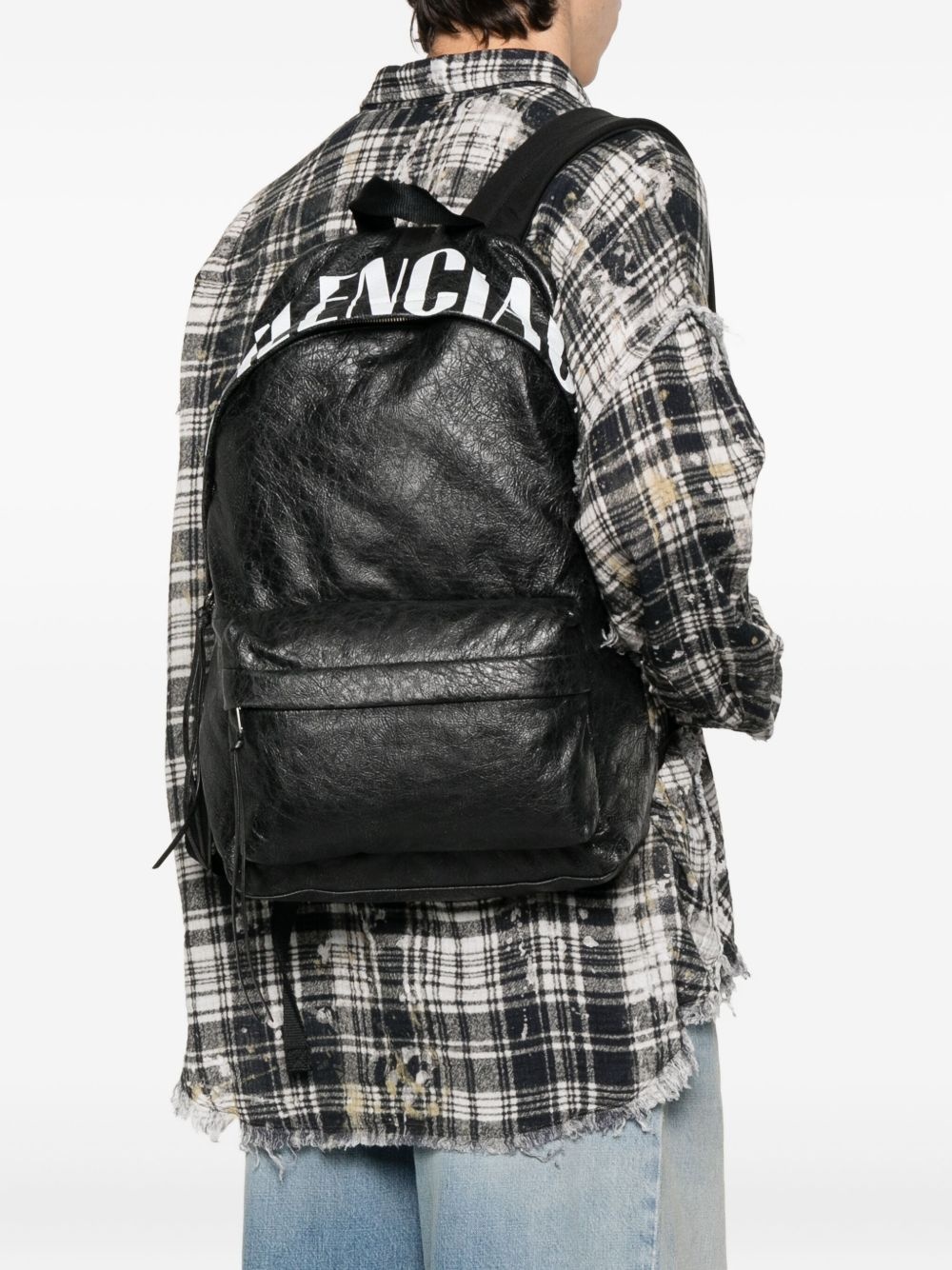leather logo-detail backpack - 2