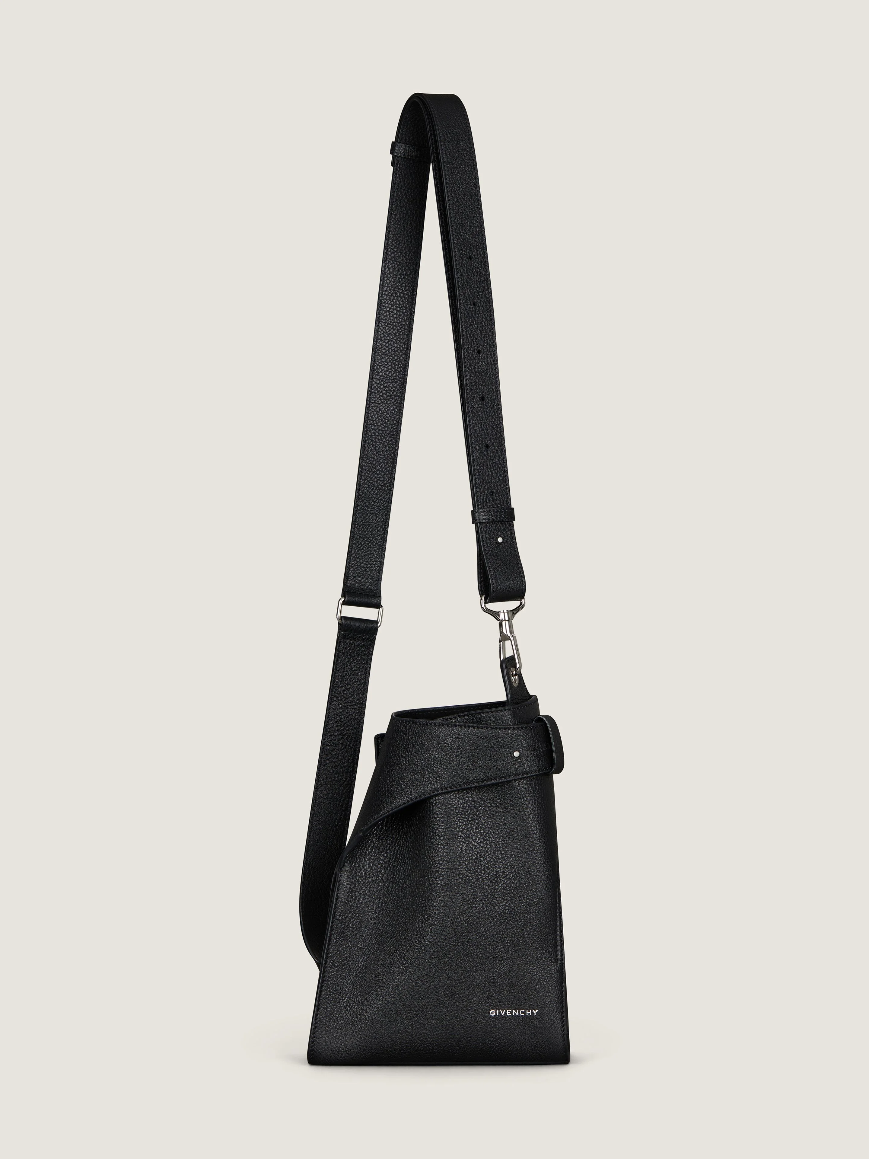 SMALL BELTED HOBO BAG IN GRAINED LEATHER - 1
