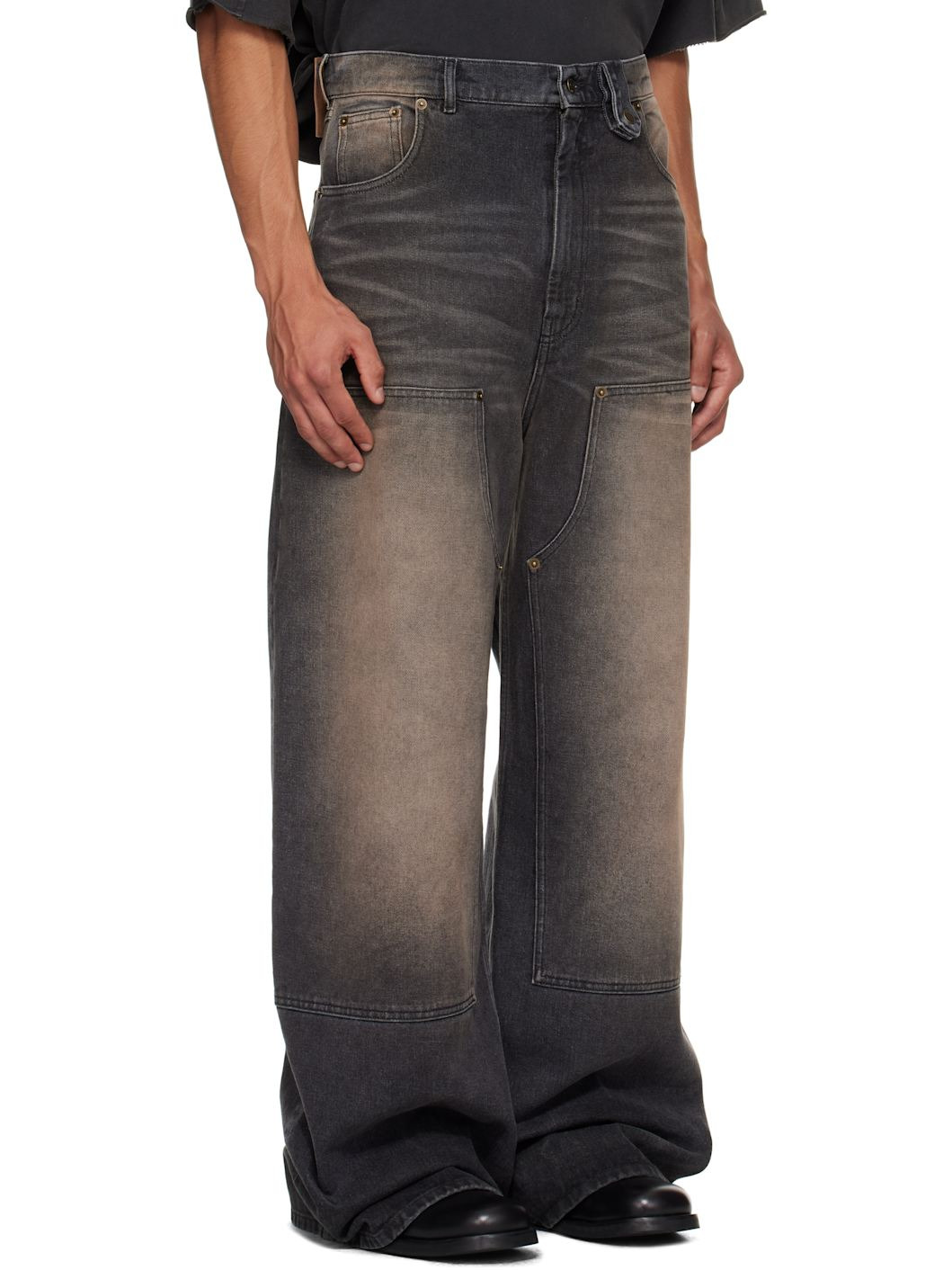 Black & Brown Baggy Jeans - 2