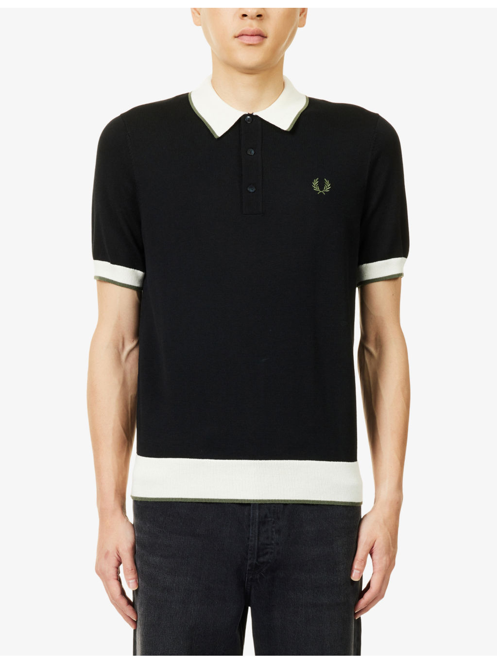 Logo-Embroidery Contrast Knitted Polo Shirt - 3